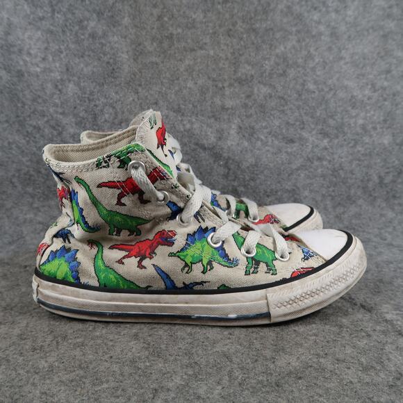 Converse Shoes Junior 1 Chuck Taylor All Star High Top Sneakers Dinosaurs Canvas - Picture 1 of 12